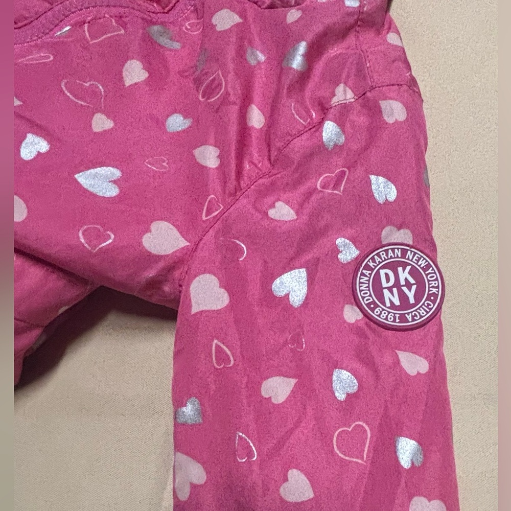 DKNY Pink Kids Raincoat with Heart Pattern - Picture 10 of 16